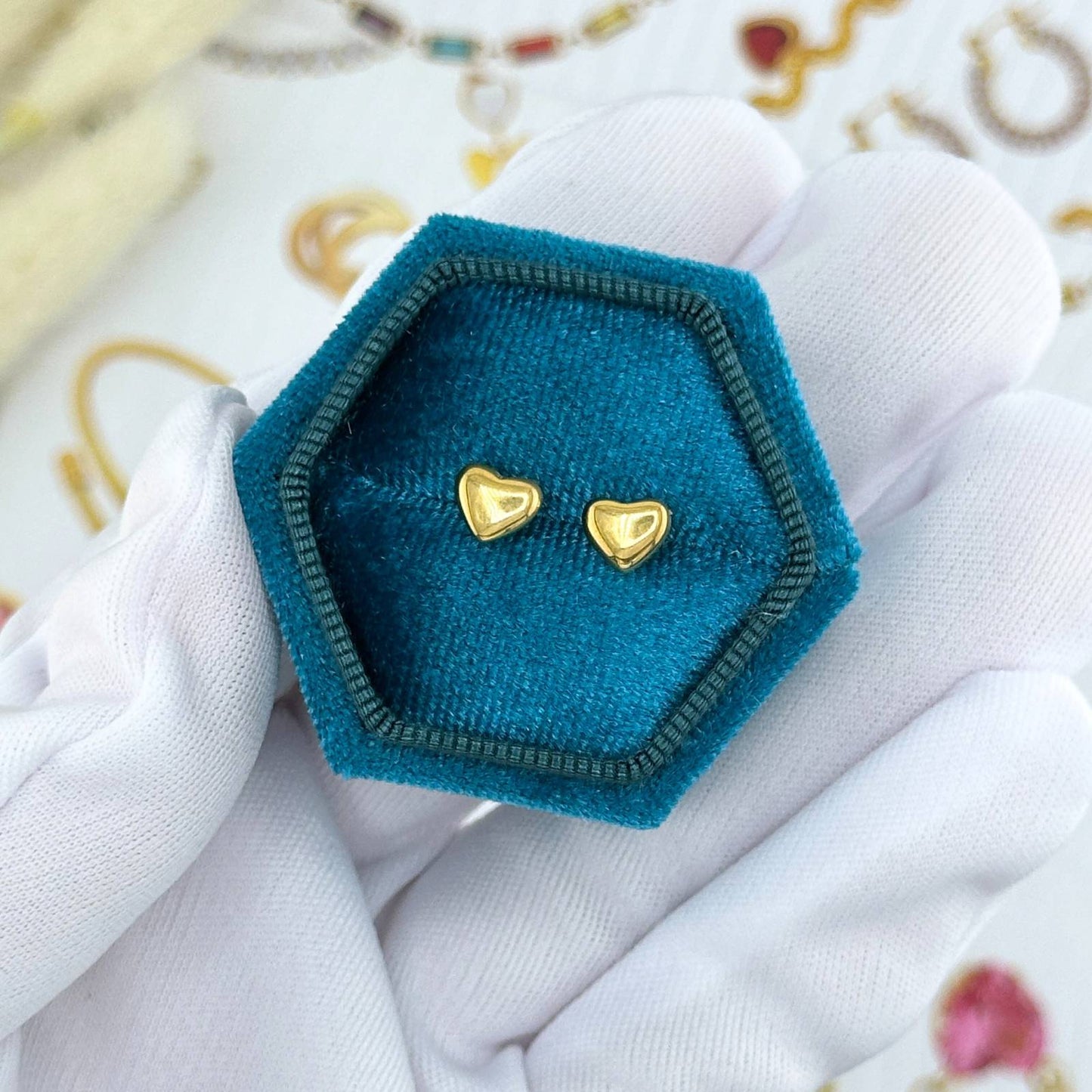 Water Resistant 18K gold plated Stainless steel Hearts Studs