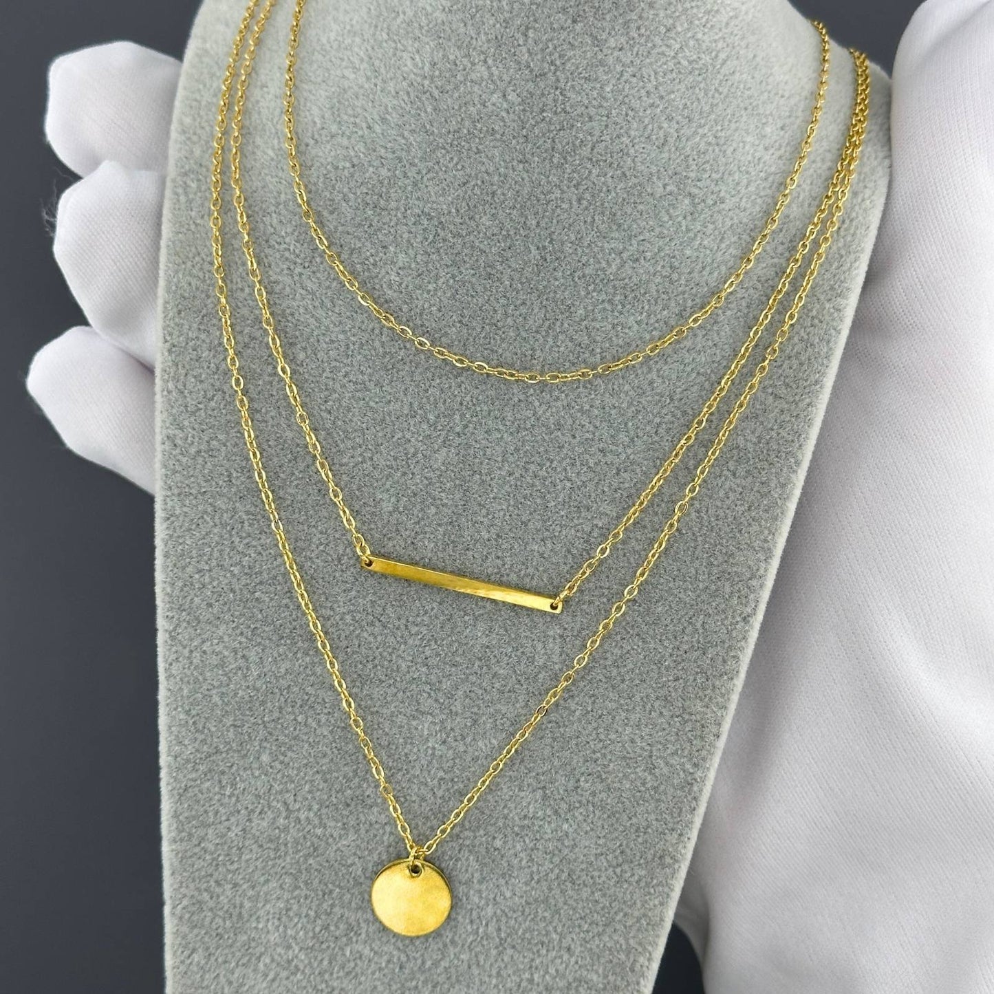 Water Resistant 18K gold plated Stainless steel Taylor layered Necklace