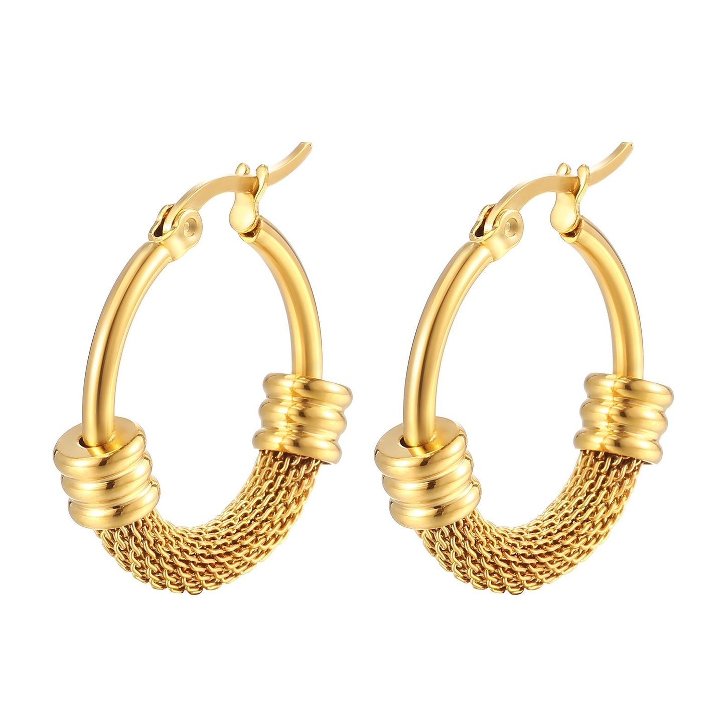 Water Resistant 18K gold plated Stainless steel Hoop Earrings in Gold