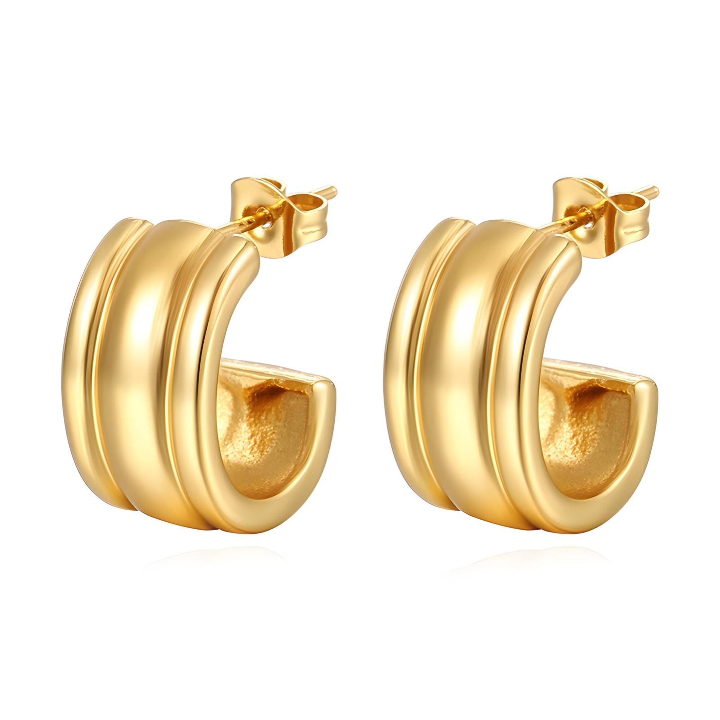 Water Resistant 18K gold plated Stainless steel Hoop Earrings in Gold