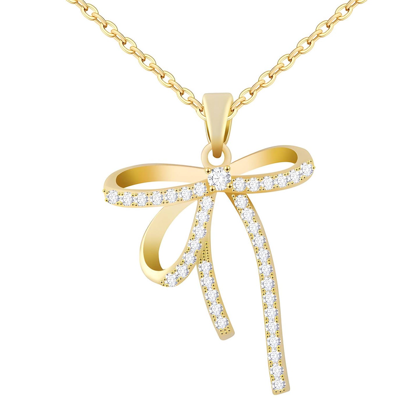 Water Resistant 18K gold plated Stainless steel Bow Necklace in gold