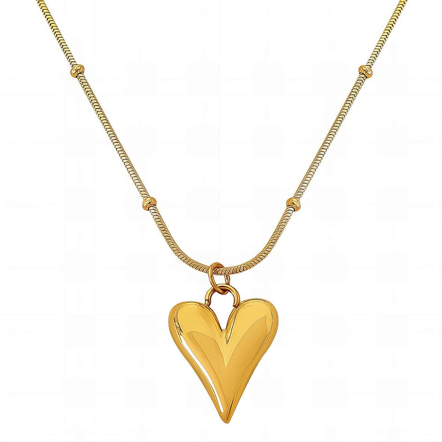 Floating Heart Water Resistant 18K gold plated Stainless steel Pendant Necklace in Gold