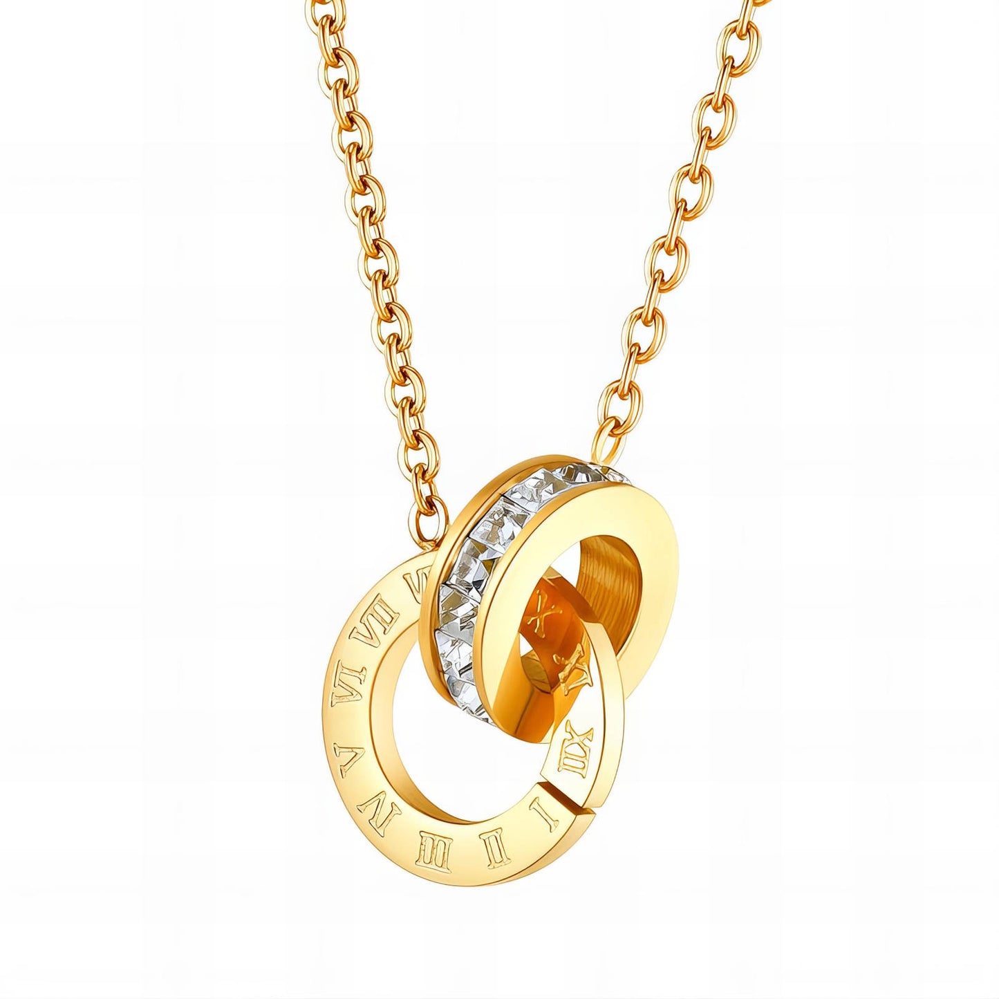 Water Resistant 18K gold plated Stainless steel Carter Pendant Necklace in Gold