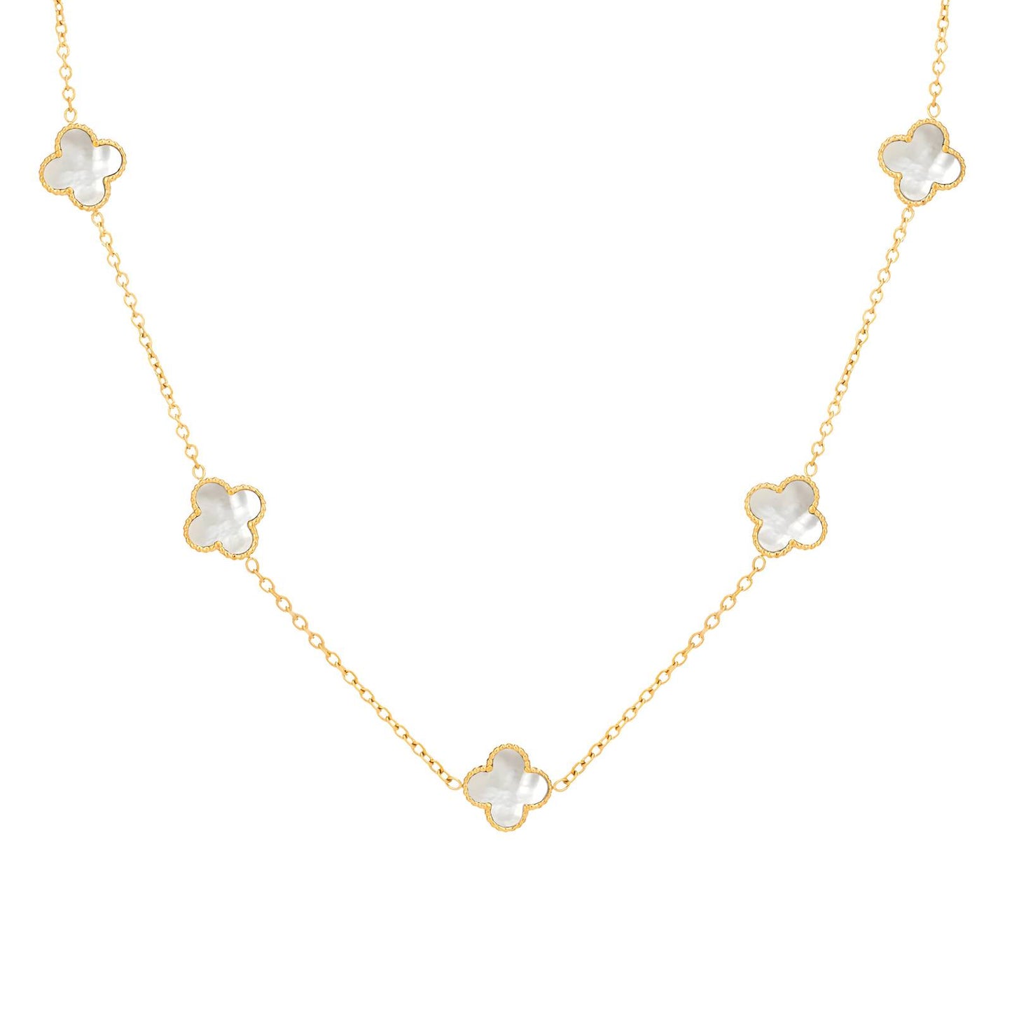 Water Resistant 18K gold plated Stainless steel Caroline necklace in gold/white