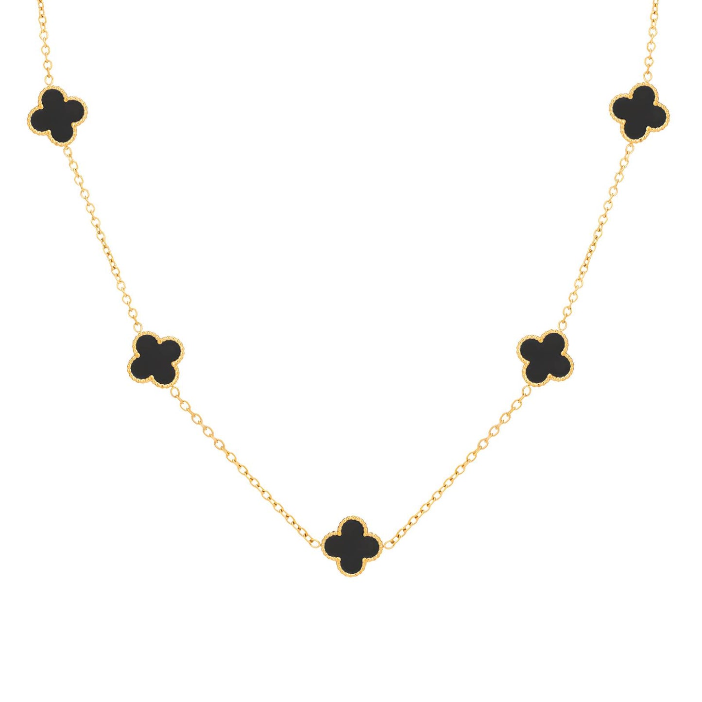 Water Resistant 18K gold plated Stainless steel Caroline necklace in gold/black
