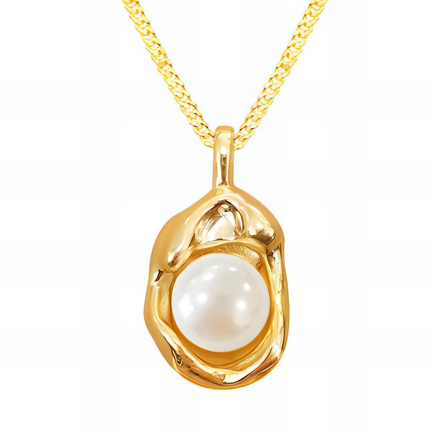 Water Resistant 18K gold plated Stainless steel pendant necklace in gold