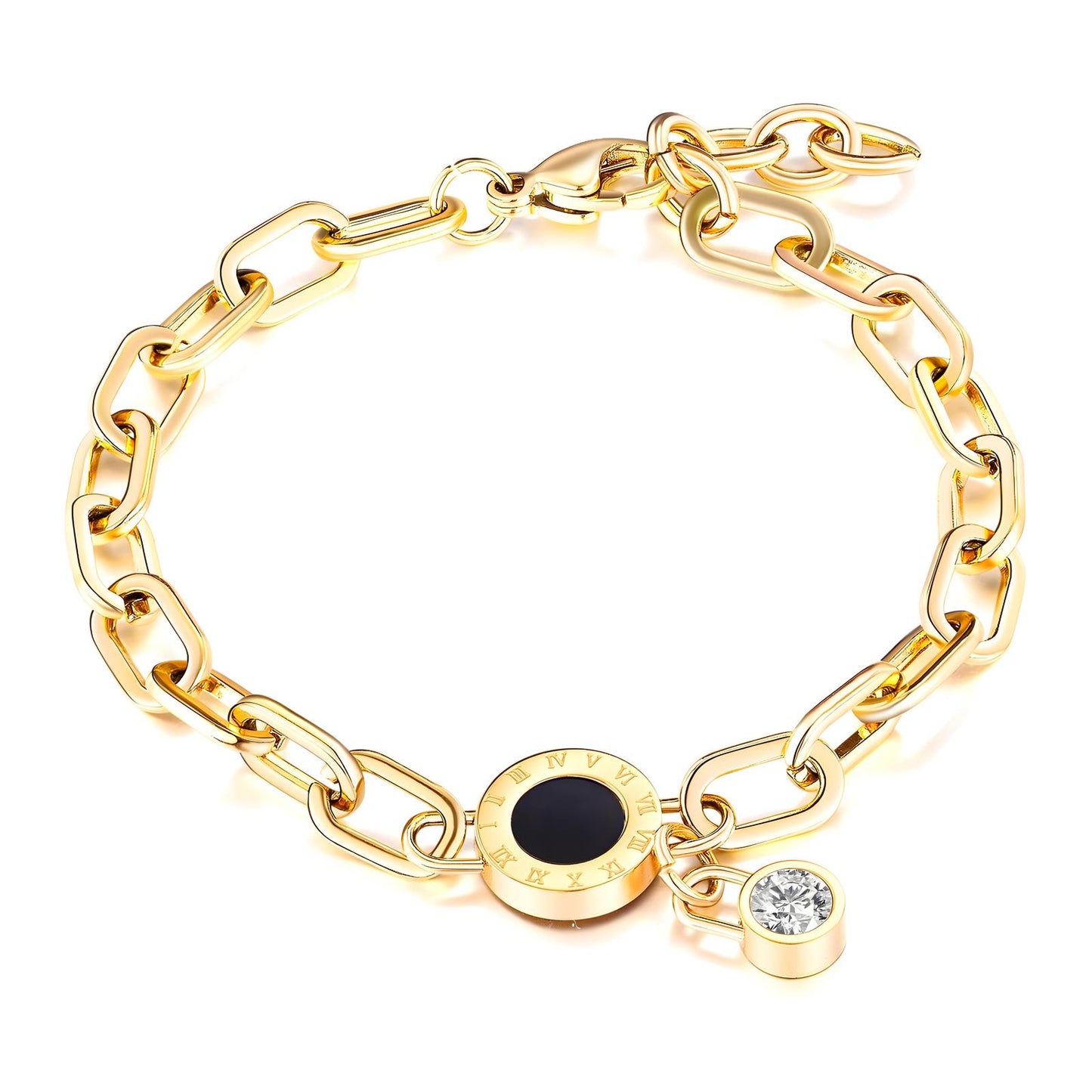 Water Resistant 18K gold plated Stainless steel bracelet, Mila in Gold & Black