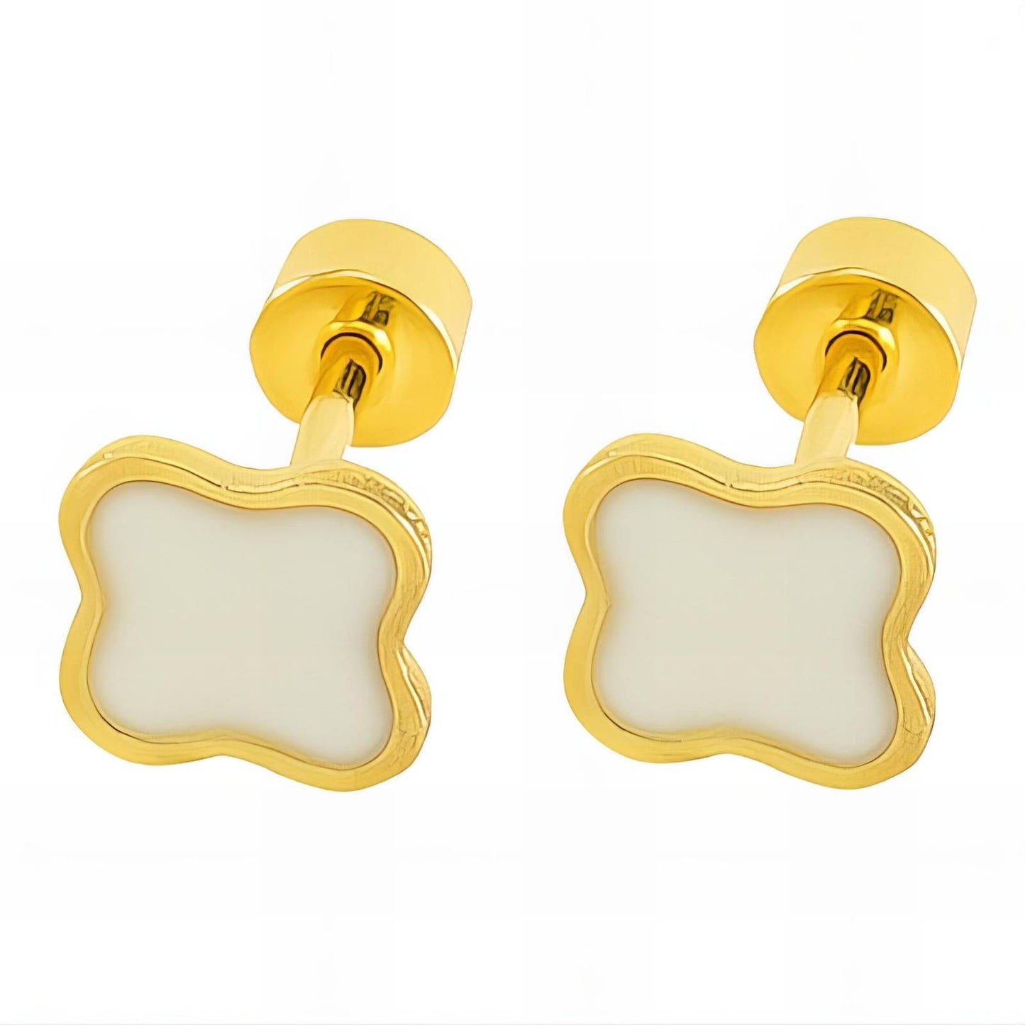 Water Resistant 18K gold plated Stainless steel Enamel earrings in Gold