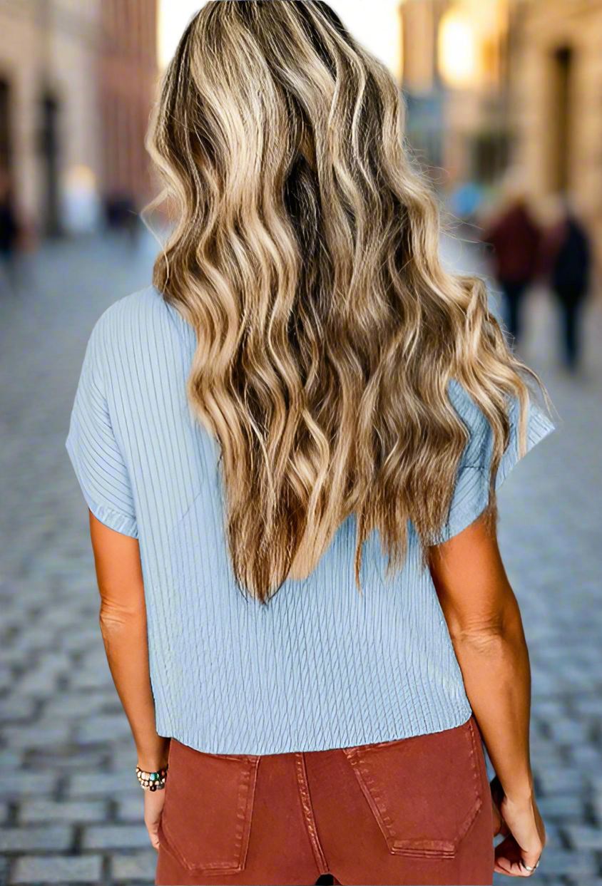 Gracie Light Blue Knit Top