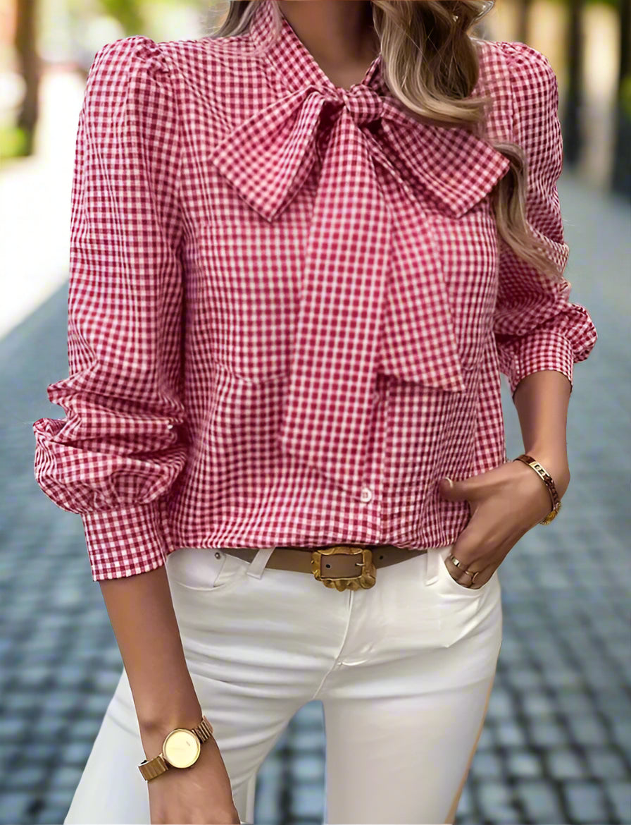 Millie Gingham Blouse in Red