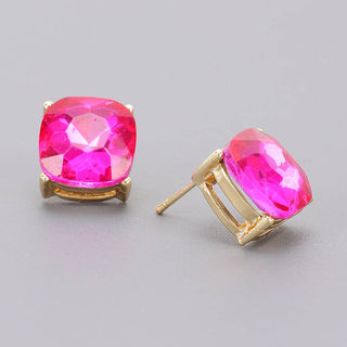 Color Me Happy Square Crystal Stud Earrings
