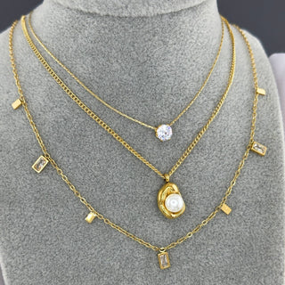 Water Resistant 18K gold plated Stainless steel pendant necklace in gold