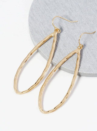 Teardrop Dangle Earrings in Hammered Gold