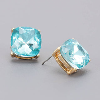 Color Me Happy Square Crystal Stud Earrings