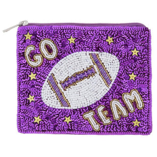 Purple Beaded "GO TEAM" Coin Purse