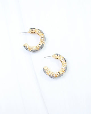 Kadis Crystal Hoop Earring Black Diamond