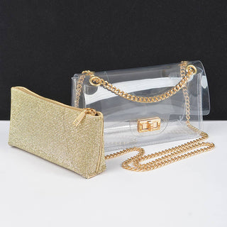 Zara Crossbody Bag W/Gold Rhinestone Clutch