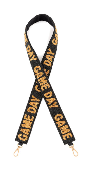 "GAME DAY" BEADED BAG STRAP in BLACK