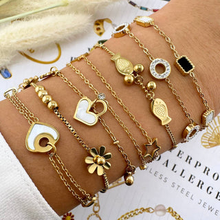 Water Resistant Charmed Heart Bracelet In Gold