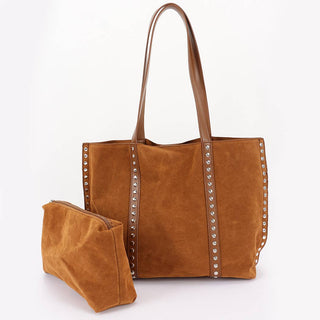 Sedona Studded Tote Bag in Cognac