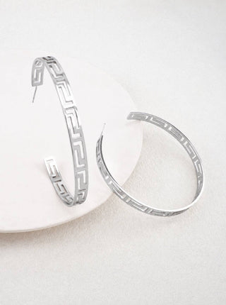 Zoe Large Hoop Earrings in Silver
