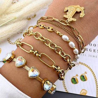 Water Resistant 18K gold plated Stainless steel Willow chain bracelet in gold