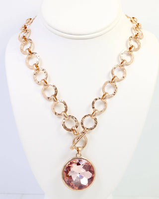 Palace Crystal Pendant Necklace Pink