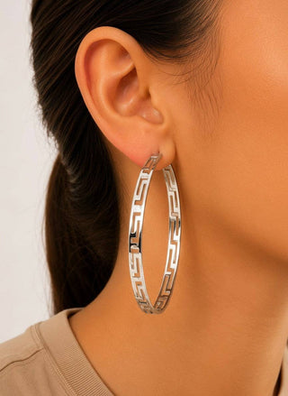 Zoe Large Hoop Earrings in Silver