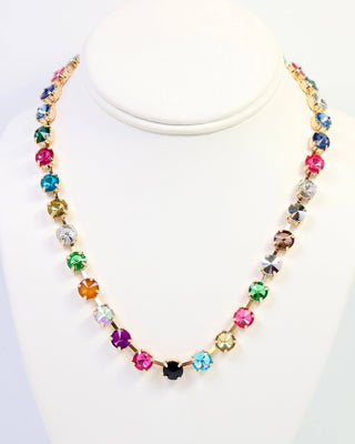Shalimar Small  Rhinestone Necklace Dark Multi