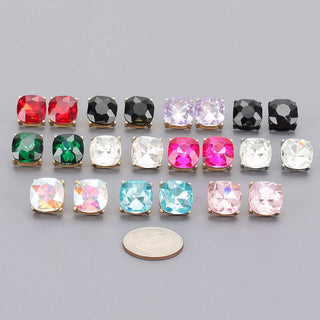 Color Me Happy Square Crystal Stud Earrings