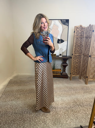 Espresso Stripe Midi Skirt