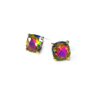 Dark Multi Square Stone Stud Earring