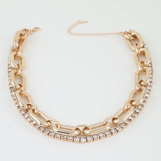 Double Bejeweled Chain Choker Necklace