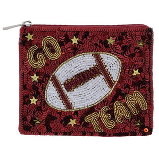 Maroon Sequins "GO TEAM"  Coin Purse