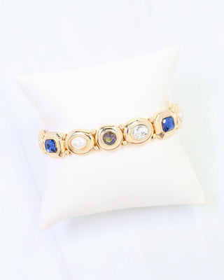 Nadia Gem Stone Stretch Bracelet Blue Multi