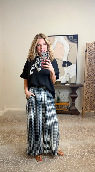 Ellie Gingham Pant in Black