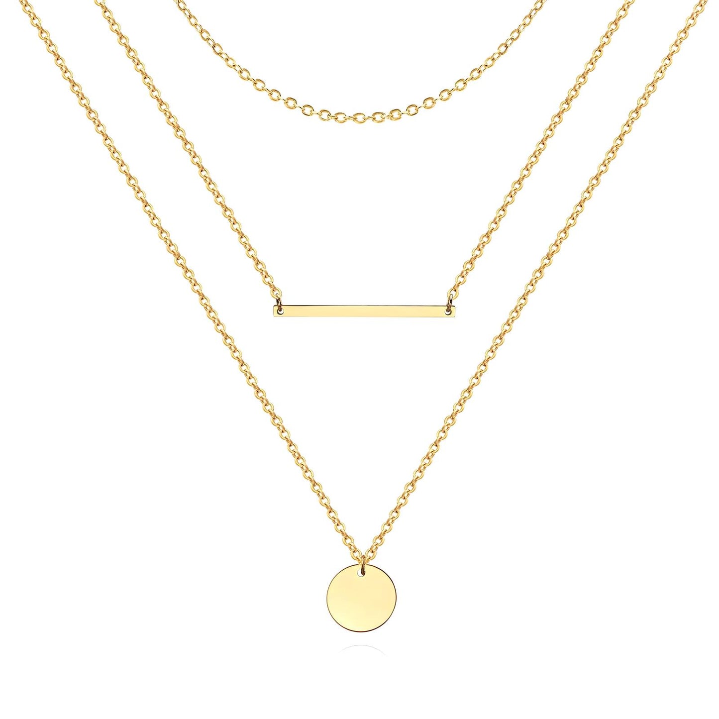 Water Resistant 18K gold plated Stainless steel Taylor layered Necklace