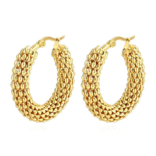 Water Resistant 18K gold plated Stainless steel Twisted rope earrings in Gold