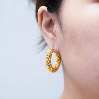 Water Resistant 18K gold plated Stainless steel Twisted rope earrings in Gold