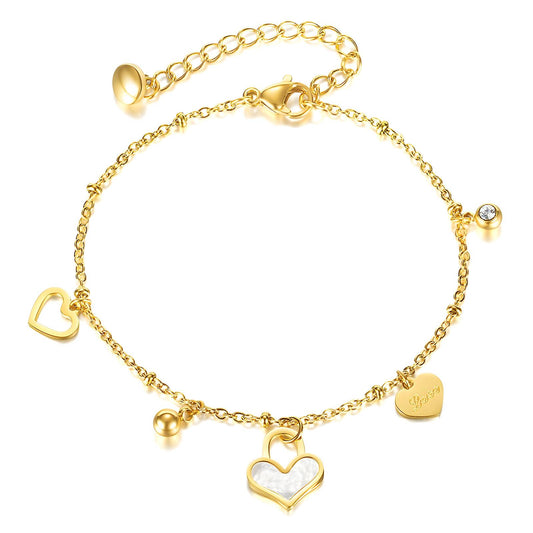 Water Resistant Charmed Heart Bracelet In Gold