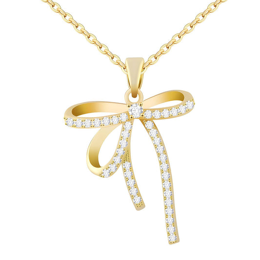 Water Resistant 18K gold plated Stainless steel Bow Necklace in gold