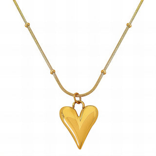 Floating Heart Water Resistant 18K gold plated Stainless steel Pendant Necklace in Gold