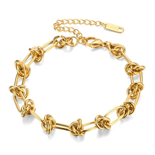 Water Resistant 18K gold plated Stainless steel Love Knot bracelet in gold
