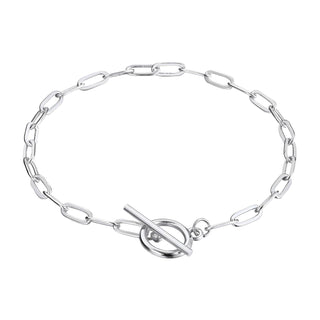 Brooklyn Stainless steel Paperclip Bracelet with Toggle Clasp