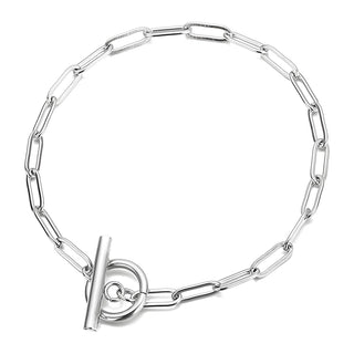 Brooklyn Stainless steel Paperclip Bracelet with Toggle Clasp