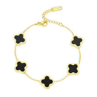 Water Resistant 18K gold plated Stainless steel Enchanted Clover bracelet in Gold