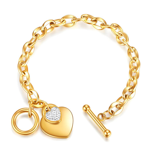 Water Resistant Bold Heart Bracelet in Gold