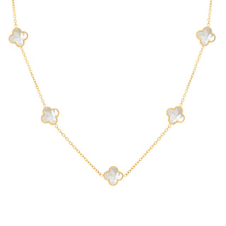 Water Resistant 18K gold plated Stainless steel Caroline necklace in gold/white