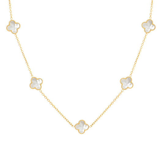 Water Resistant 18K gold plated Stainless steel Caroline necklace in gold/white