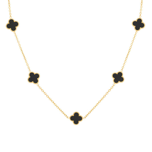 Water Resistant 18K gold plated Stainless steel Caroline necklace in gold/black